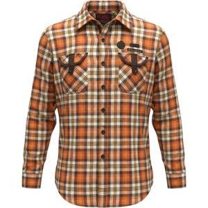 Parish Nation Mens 4XL Flannel Shirt Orange Plaid Embroidered Streetwear Y2K